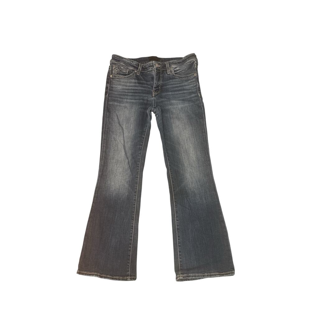 Buckle black bootcut fit no. 53 women’s jeans size 29x30. Medium wash distresse
